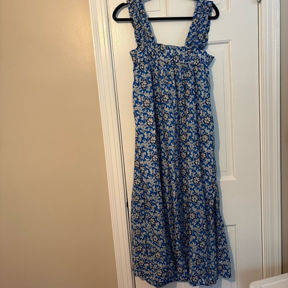 J.Crew Cotton Voile Ruffle Trim Shift Dress Midi in Cobalt Floral - XS - Picture 11 of 11
